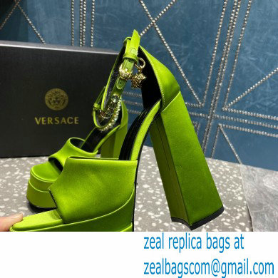 Versace Heel 15.5cm Satin Medusa Aevitas Platform Sandals Grass Green 2023 - Click Image to Close