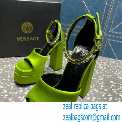 Versace Heel 15.5cm Satin Medusa Aevitas Platform Sandals Grass Green 2023 - Click Image to Close