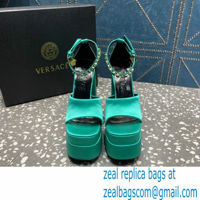 Versace Heel 15.5cm Satin Medusa Aevitas Platform Sandals Green 2023