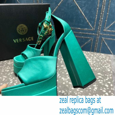 Versace Heel 15.5cm Satin Medusa Aevitas Platform Sandals Green 2023 - Click Image to Close