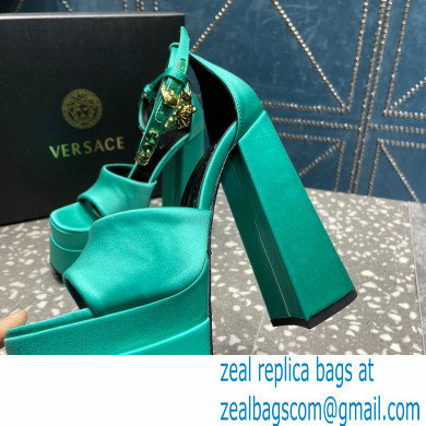 Versace Heel 15.5cm Satin Medusa Aevitas Platform Sandals Green 2023