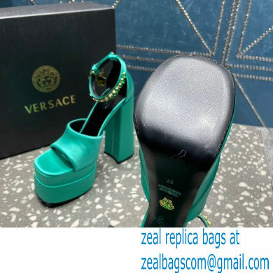 Versace Heel 15.5cm Satin Medusa Aevitas Platform Sandals Green 2023