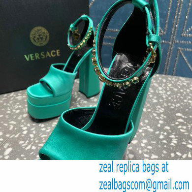 Versace Heel 15.5cm Satin Medusa Aevitas Platform Sandals Green 2023