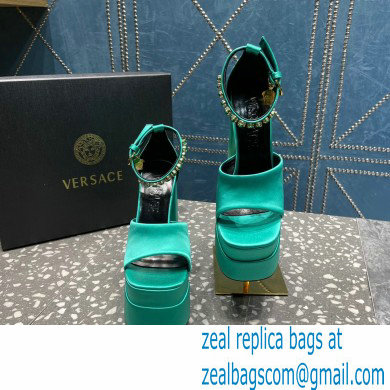 Versace Heel 15.5cm Satin Medusa Aevitas Platform Sandals Green 2023 - Click Image to Close