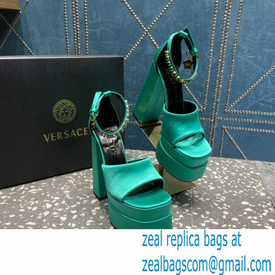 Versace Heel 15.5cm Satin Medusa Aevitas Platform Sandals Green 2023