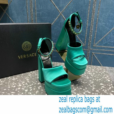 Versace Heel 15.5cm Satin Medusa Aevitas Platform Sandals Green 2023 - Click Image to Close