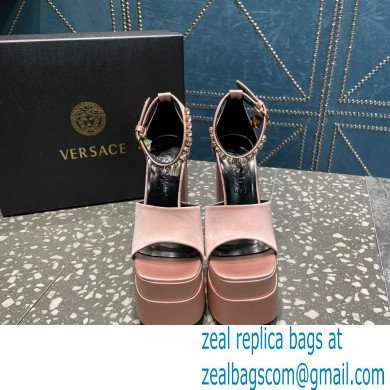 Versace Heel 15.5cm Satin Medusa Aevitas Platform Sandals Nude Pink 2023 - Click Image to Close