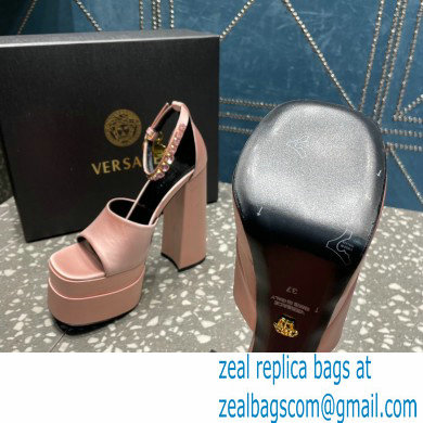 Versace Heel 15.5cm Satin Medusa Aevitas Platform Sandals Nude Pink 2023 - Click Image to Close