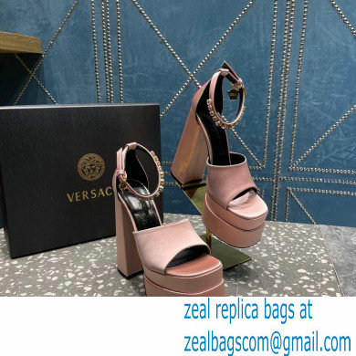 Versace Heel 15.5cm Satin Medusa Aevitas Platform Sandals Nude Pink 2023