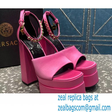 Versace Heel 15.5cm Satin Medusa Aevitas Platform Sandals Pink 2023
