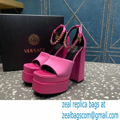 Versace Heel 15.5cm Satin Medusa Aevitas Platform Sandals Pink 2023 - Click Image to Close