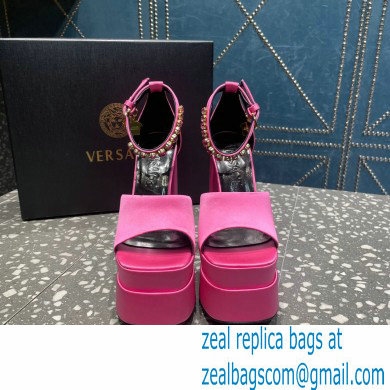 Versace Heel 15.5cm Satin Medusa Aevitas Platform Sandals Pink 2023