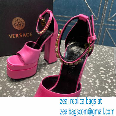 Versace Heel 15.5cm Satin Medusa Aevitas Platform Sandals Pink 2023