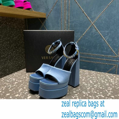 Versace Heel 15.5cm Satin Medusa Aevitas Platform Sandals Sky Blue 2023