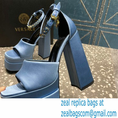 Versace Heel 15.5cm Satin Medusa Aevitas Platform Sandals Sky Blue 2023