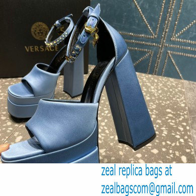 Versace Heel 15.5cm Satin Medusa Aevitas Platform Sandals Sky Blue 2023 - Click Image to Close