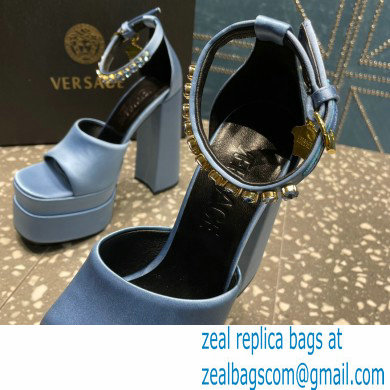 Versace Heel 15.5cm Satin Medusa Aevitas Platform Sandals Sky Blue 2023