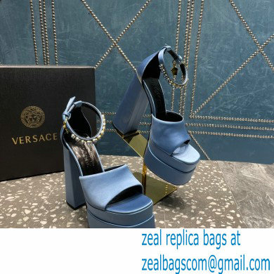 Versace Heel 15.5cm Satin Medusa Aevitas Platform Sandals Sky Blue 2023