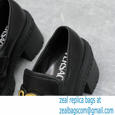 Versace Heel 8cm Medusa Biggie Loafers Black 2023 - Click Image to Close