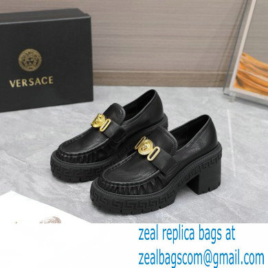 Versace Heel 8cm Medusa Biggie Loafers Black 2023 - Click Image to Close