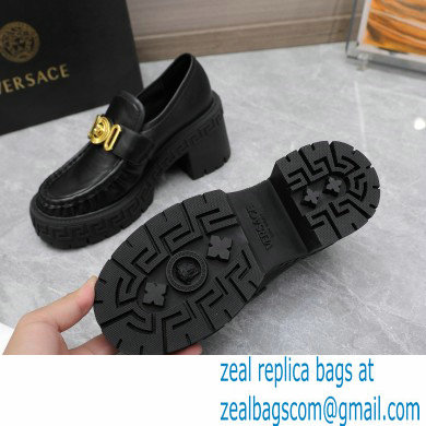 Versace Heel 8cm Medusa Biggie Loafers Black 2023 - Click Image to Close