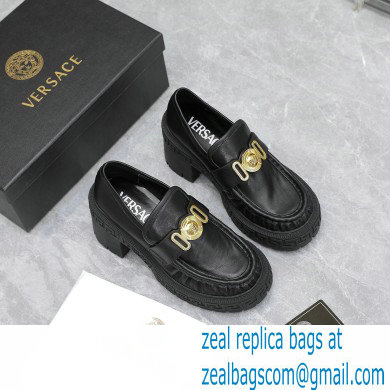 Versace Heel 8cm Medusa Biggie Loafers Black 2023 - Click Image to Close