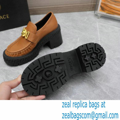 Versace Heel 8cm Medusa Biggie Loafers Brown 2023 - Click Image to Close