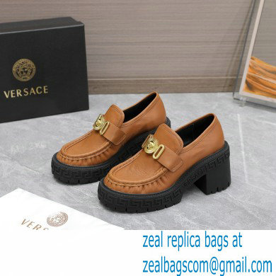 Versace Heel 8cm Medusa Biggie Loafers Brown 2023 - Click Image to Close