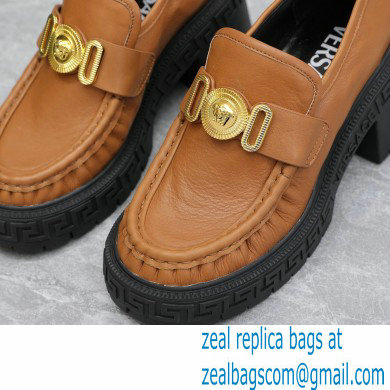 Versace Heel 8cm Medusa Biggie Loafers Brown 2023