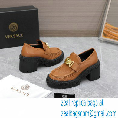 Versace Heel 8cm Medusa Biggie Loafers Brown 2023 - Click Image to Close