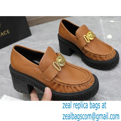 Versace Heel 8cm Medusa Biggie Loafers Brown 2023