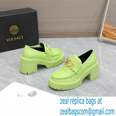 Versace Heel 8cm Medusa Biggie Loafers Green 2023