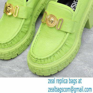 Versace Heel 8cm Medusa Biggie Loafers Green 2023