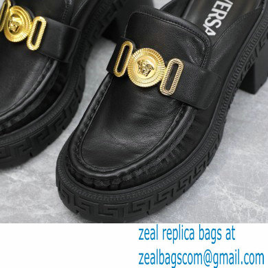 Versace Heel 8cm Medusa Biggie Loafers Mules Black 2023 - Click Image to Close