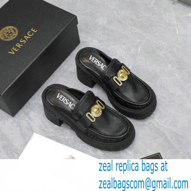 Versace Heel 8cm Medusa Biggie Loafers Mules Black 2023