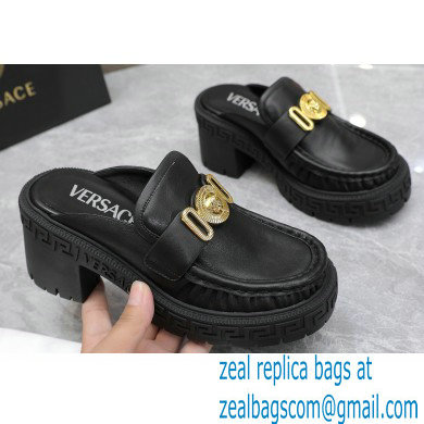 Versace Heel 8cm Medusa Biggie Loafers Mules Black 2023