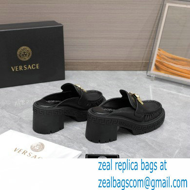 Versace Heel 8cm Medusa Biggie Loafers Mules Black 2023