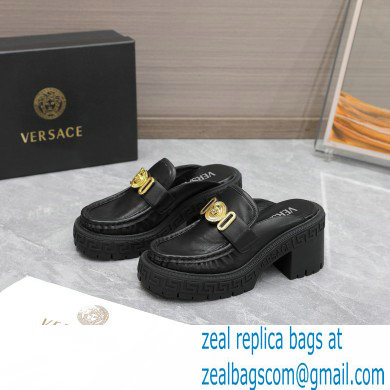 Versace Heel 8cm Medusa Biggie Loafers Mules Black 2023