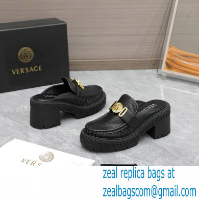 Versace Heel 8cm Medusa Biggie Loafers Mules Black 2023