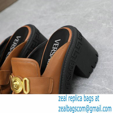 Versace Heel 8cm Medusa Biggie Loafers Mules Brown 2023