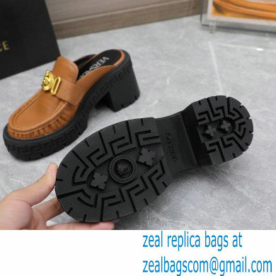 Versace Heel 8cm Medusa Biggie Loafers Mules Brown 2023