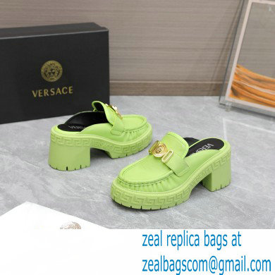 Versace Heel 8cm Medusa Biggie Loafers Mules Green 2023