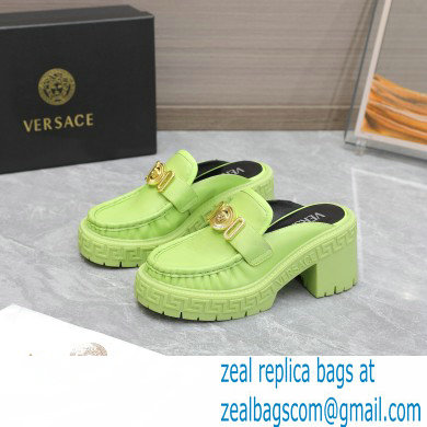 Versace Heel 8cm Medusa Biggie Loafers Mules Green 2023 - Click Image to Close