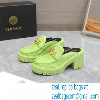 Versace Heel 8cm Medusa Biggie Loafers Mules Green 2023