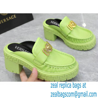 Versace Heel 8cm Medusa Biggie Loafers Mules Green 2023