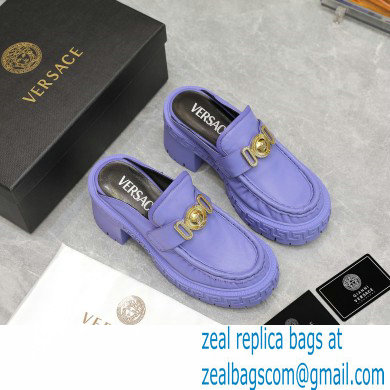 Versace Heel 8cm Medusa Biggie Loafers Mules Lilac 2023 - Click Image to Close