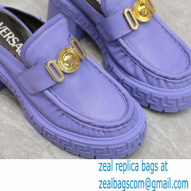 Versace Heel 8cm Medusa Biggie Loafers Mules Lilac 2023