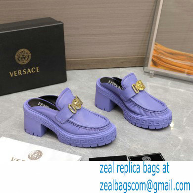 Versace Heel 8cm Medusa Biggie Loafers Mules Lilac 2023 - Click Image to Close