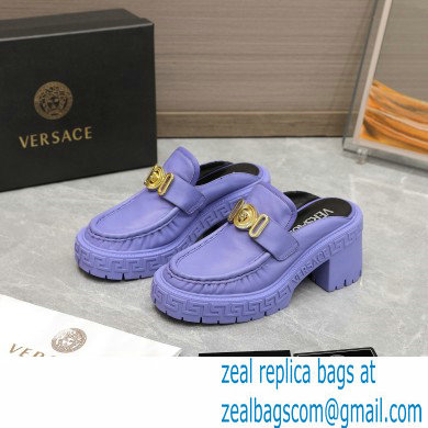 Versace Heel 8cm Medusa Biggie Loafers Mules Lilac 2023 - Click Image to Close