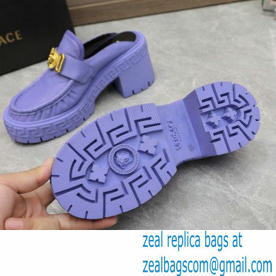 Versace Heel 8cm Medusa Biggie Loafers Mules Lilac 2023